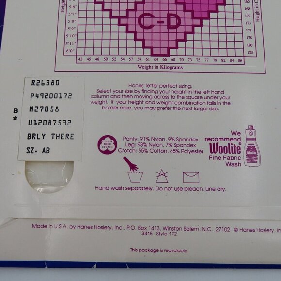 Hanes Womens AB Barely There Style 172 Classic Comfort Pantyhose Sandalfoot VTG - Picture 6 of 8